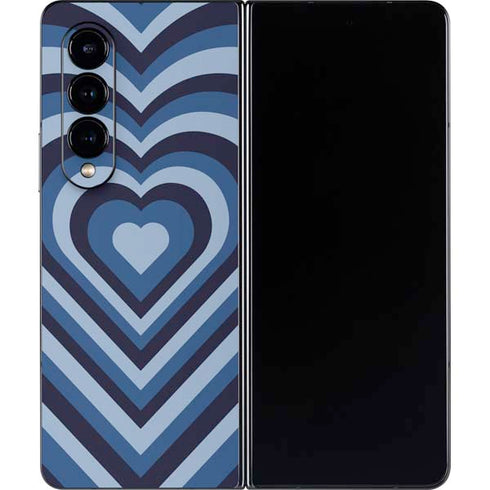 Blue Heart Pattern Galaxy Z Fold4 5G Skin